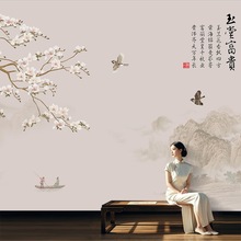 新中式花鸟现代客厅立体墙纸电视背景墙卧室沙发装饰墙布个性壁画