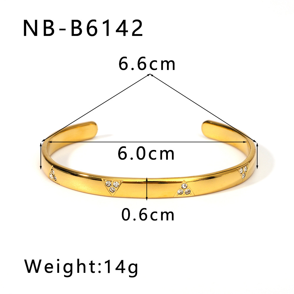 20g Weight PVD Coated Gold Plating Process 18K Real Gold Plated Plating Material Rhinestones, Zircon Inlay Material Bangle Classification IG Style Round 304 Stainless Steel Zircon Bangle In Bulk