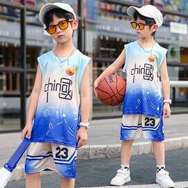 外贸批发儿童篮球服套装男女童夏季六一演出服中小学生训练球衣