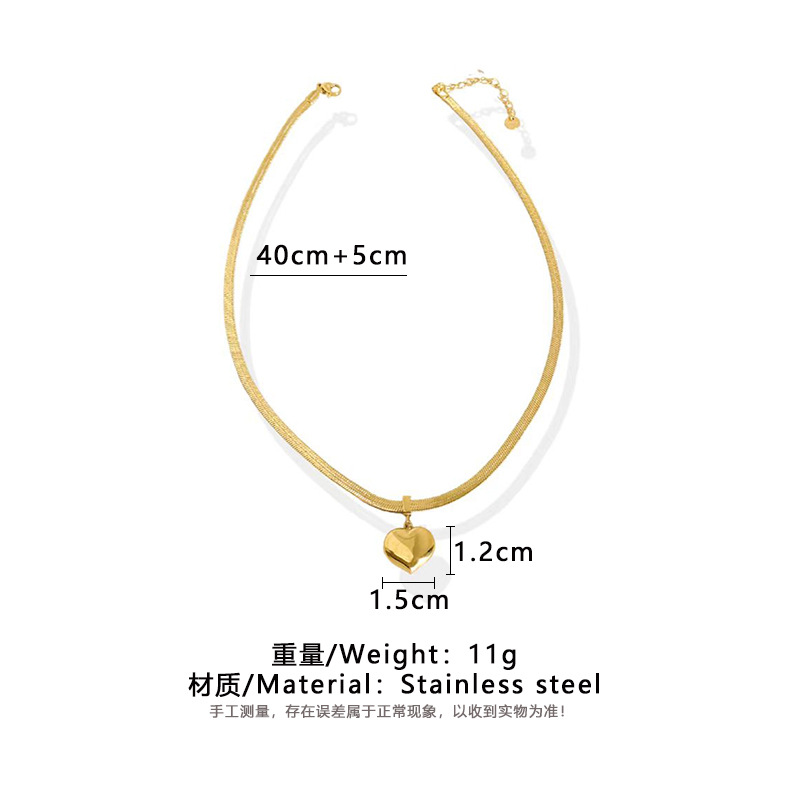304 Stainless Steel 16K Gold Plated White Gold Plated Gold Plated Fashion Heart Shape Bracelets Necklace display picture 2