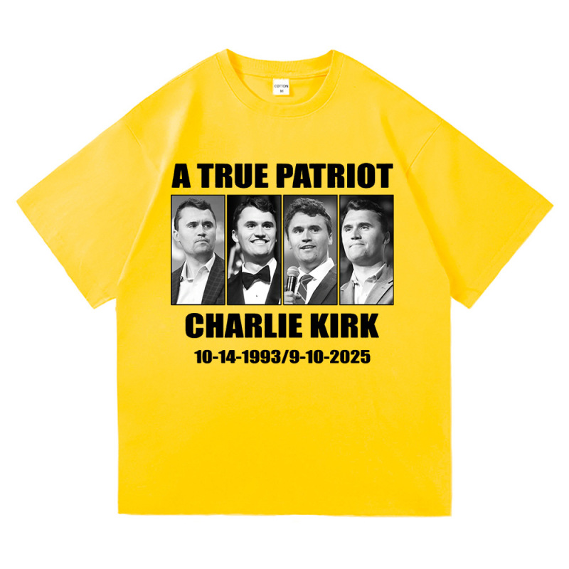2025外贸新款Charlie Kirk自由T恤时尚男/女原宿美学字母印花T恤|undefined
