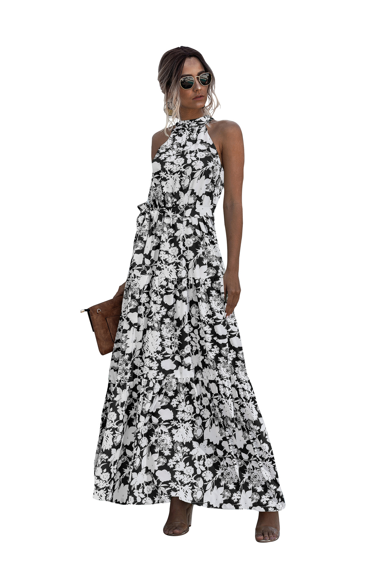 245g Weight Maxi Long Dress Dress Length Type Sleeveless Sleeve Length Polka Dot Dress Dresses Type Sleeveless Sleeve Type Polyester Fabric Type High Waist Waist Line Street Occasion Halter Neck Neckline Slim Fit Type Round Dots, Ditsy Floral Pattern Summer Season Women'S Gender Printing Design Elegant Style Wholesale Women'S Elegant Printing Round Dots Ditsy Floral Street Halter Neck Sleeveless Polka Dot Dress 1