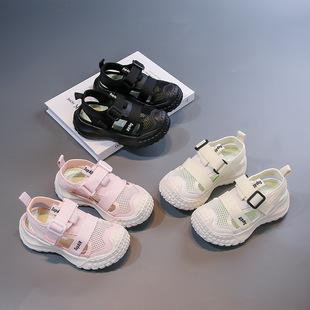 Girls' Sandals 2025 Summer New Children's Frame Shoes for Older Kids with Velcro, Girls' Mesh Shoes, Boys' Trendy Mesh Shoes