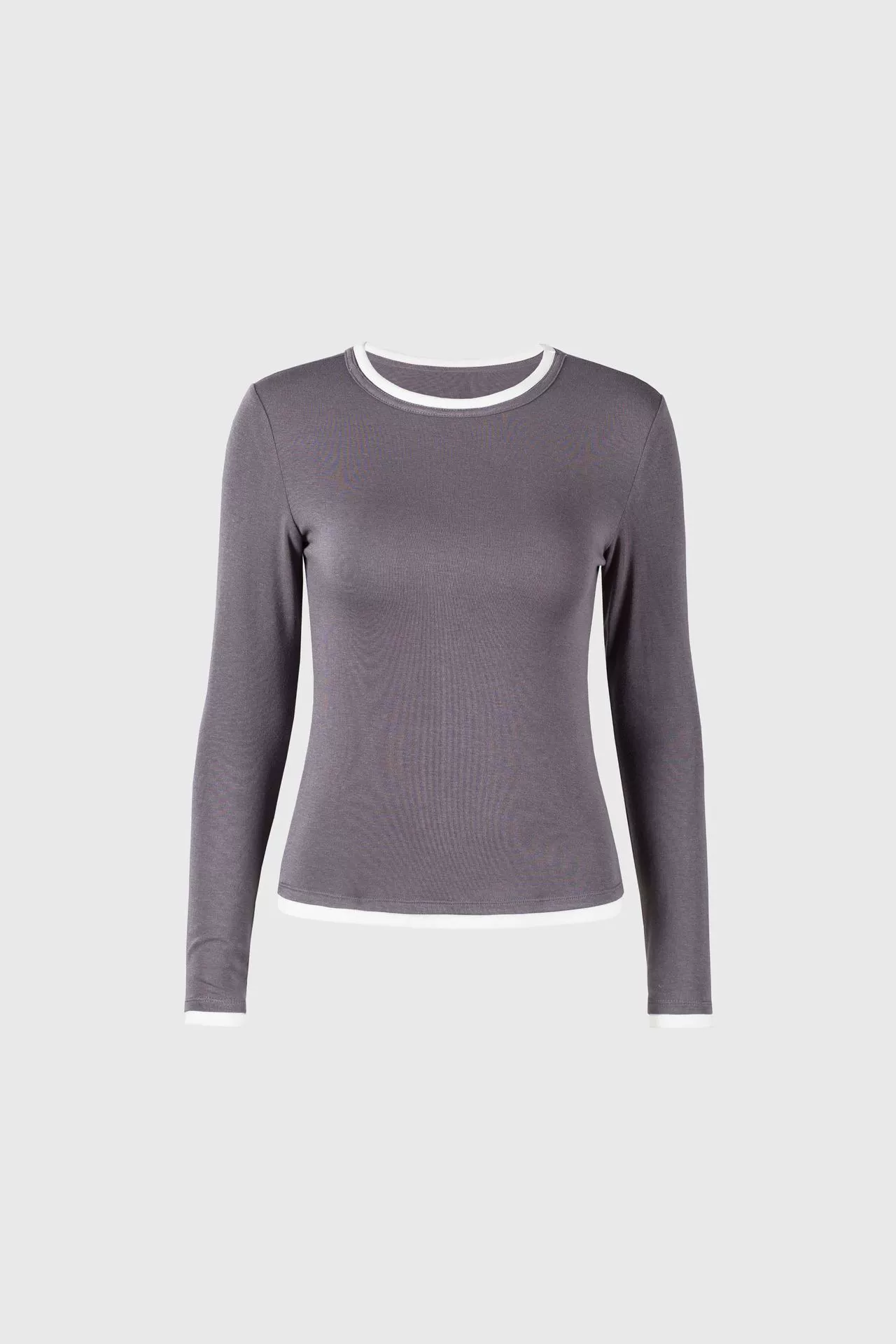 Туника с длинным рукавом из шерсти, slim fit, круглый ворот, многоколерные размеры S–XL