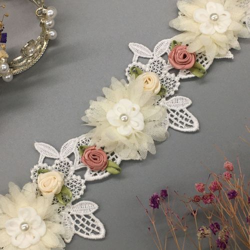 15yard retro lace rose flowers trim ribbon for DIY sewing baby clothes hat shoes headdress wedding dresses curtain home decor birthday party gift card Cake decoration diy craft