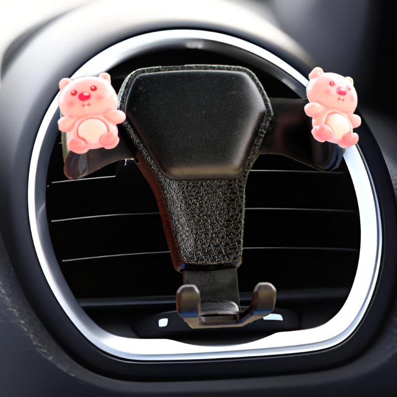 Nuevo soporte de teléfono móvil de oso montado en el automóvil mujer hermosa pantalla horizontal pantalla vertical consola central mujer con soporte de navegación sin
