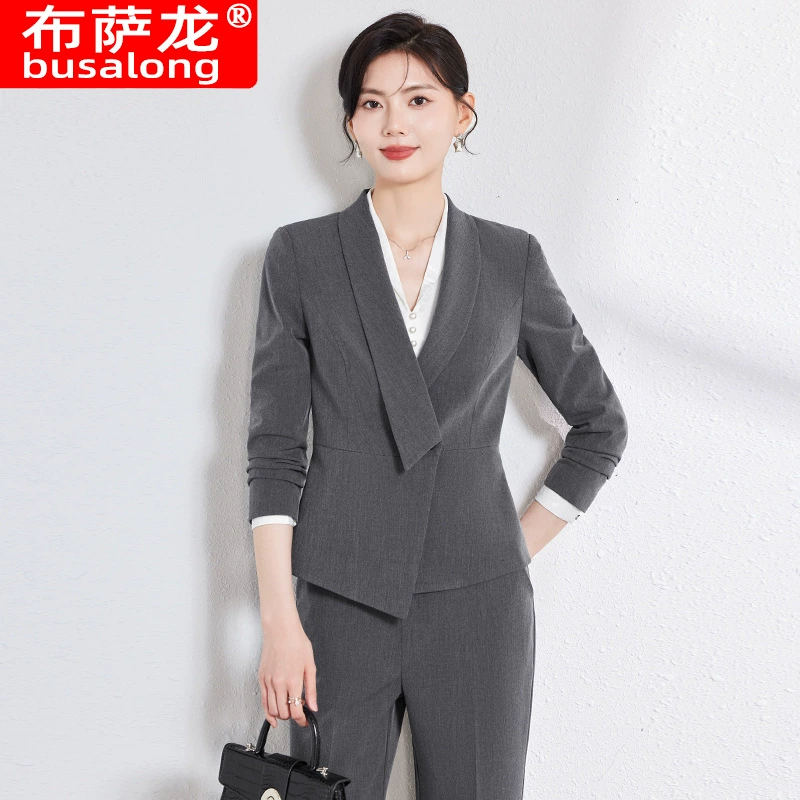 2024 новый стиль busalong busalong женский длинный рукав профессиональный костюм брюки костюмный костюм рабочая одежда женский 8286