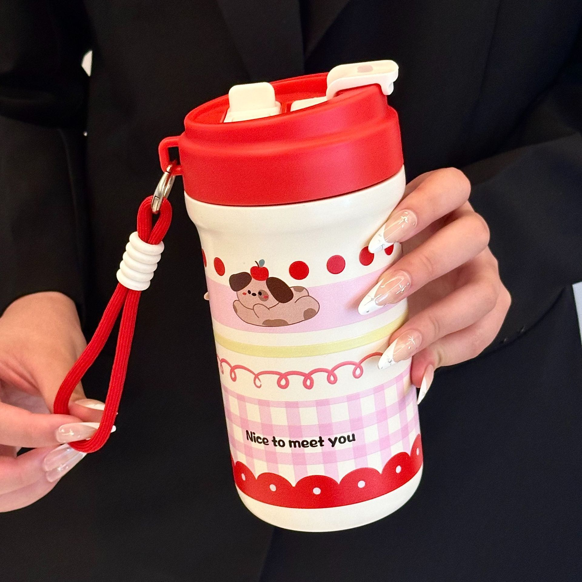 Taza de agua de acero inoxidable de alto valor nominal simple, taza de aislamiento térmico diaria para estudiantes, cuerdas de separación de té, tazas de gran capacidad