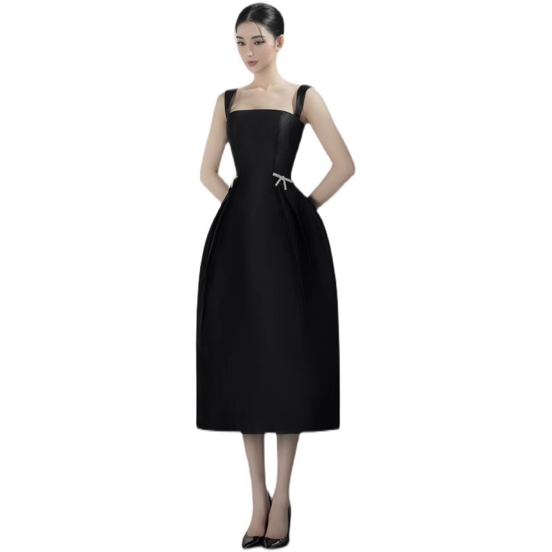 Diseño de nicho francés, vestido de noche con tirantes de satén blanco, fiesta de cumpleaños, temperamento, generalmente puedes usar vestidos