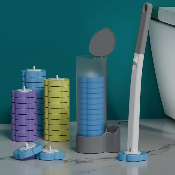 Disposable Toilet Brush Set Household Throwable Replacement Brush Head with Cleaning Liquid Toilet Long Rod Brush