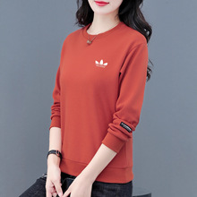 运动三叶草长袖圆领卫衣女款2025年秋季新款时尚宽松洋气内搭上衣