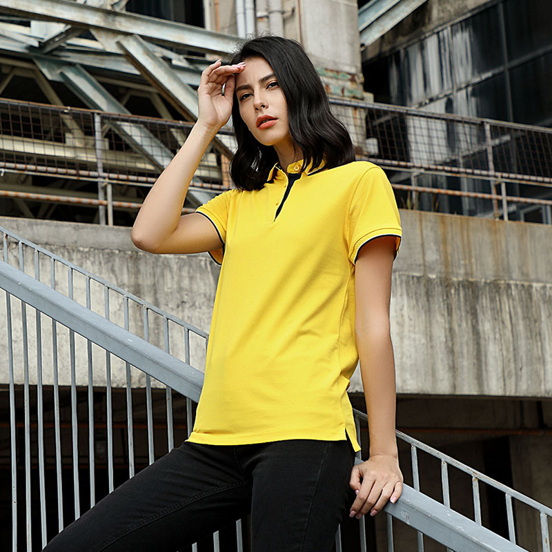 190g40支絲光精棉拉架珠地翻領短袖PoLO衫cF551女