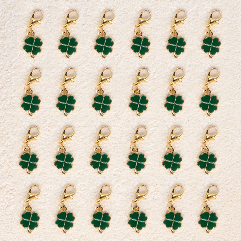 33*12mm 1.3g Four-Leaf Clover Cross-Border Oil-Drip DIY Jewelry Accessories Bracelet Pendant Alloy Keychain