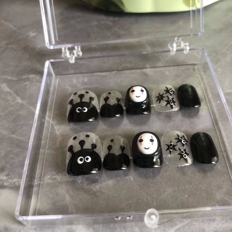 Handmade finished wear patch funny faceless male cute manicure short nail student phototherapy nail detachable