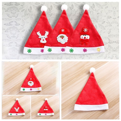 Christmas decoration supplies adult and children's hats party supplies evening children cartoon printed Christmas hats wholesale
