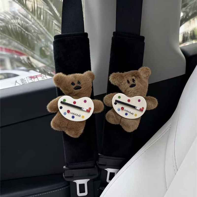 Teddy Bear Shoulder Pads, Cute Car Decorations, Mr. Bean Seat Belt Protectors, Car Interior Accessories