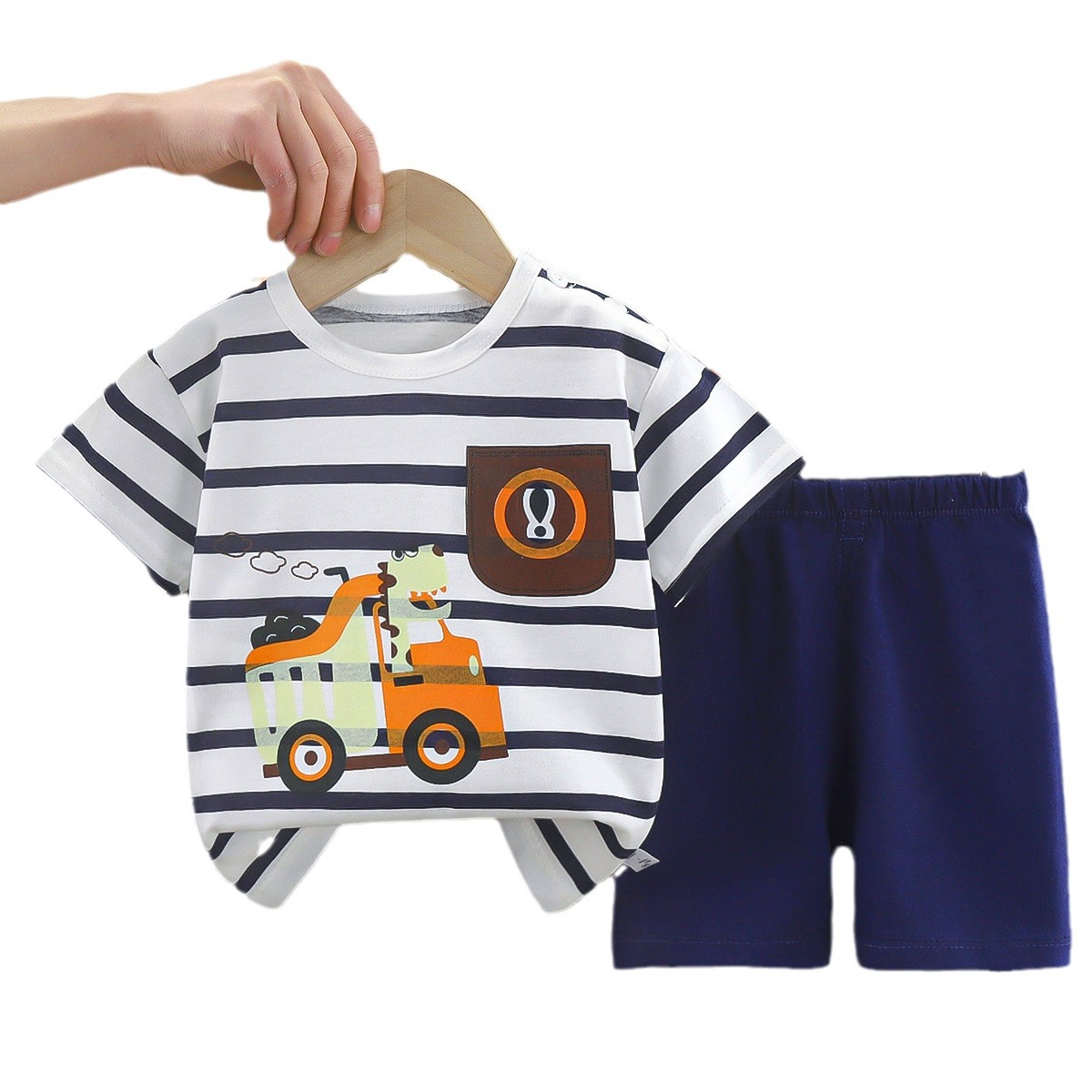 Traje de manga corta para niños Camiseta de algodón para niños Bebé Ropa de verano para niños Pantalones cortos para niñas Ropa de bebé Verano al por mayor