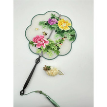 苏绣双面刺绣工艺品绕丝20公分异形纯手工高颜值古风舞蹈工艺扇