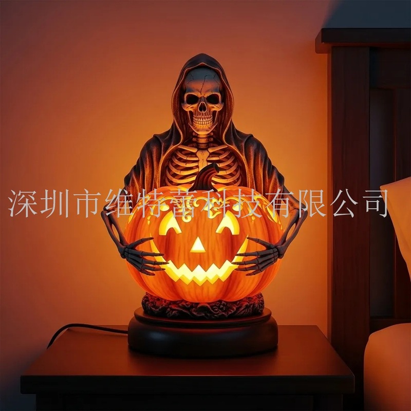 跨境Fun Halloween Table Lamp有趣的万圣节台灯，树脂工艺品摆件|undefined