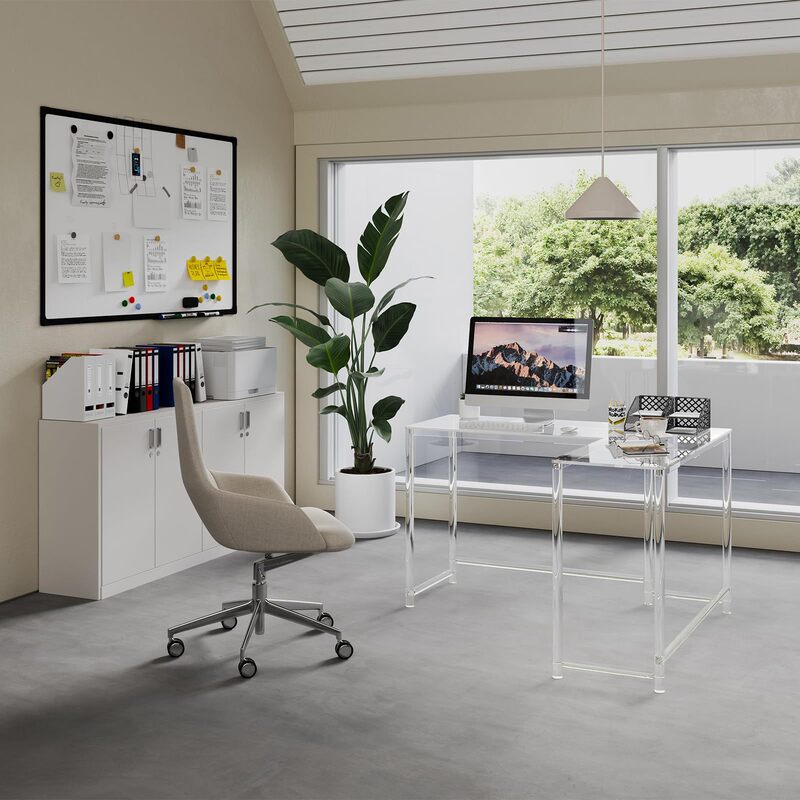 Cross-Border Acrylic Transparent Computer Office Desk Vanity Table Storage Rack Writing Desk Display Rack Hot-Selling Item