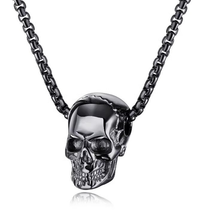 Collana con teschio di personalità per coppie, acciaio inossidabile alla moda, trendy, punk personalizzato, accessori hip-hop, regalo di Halloween_voghion.com