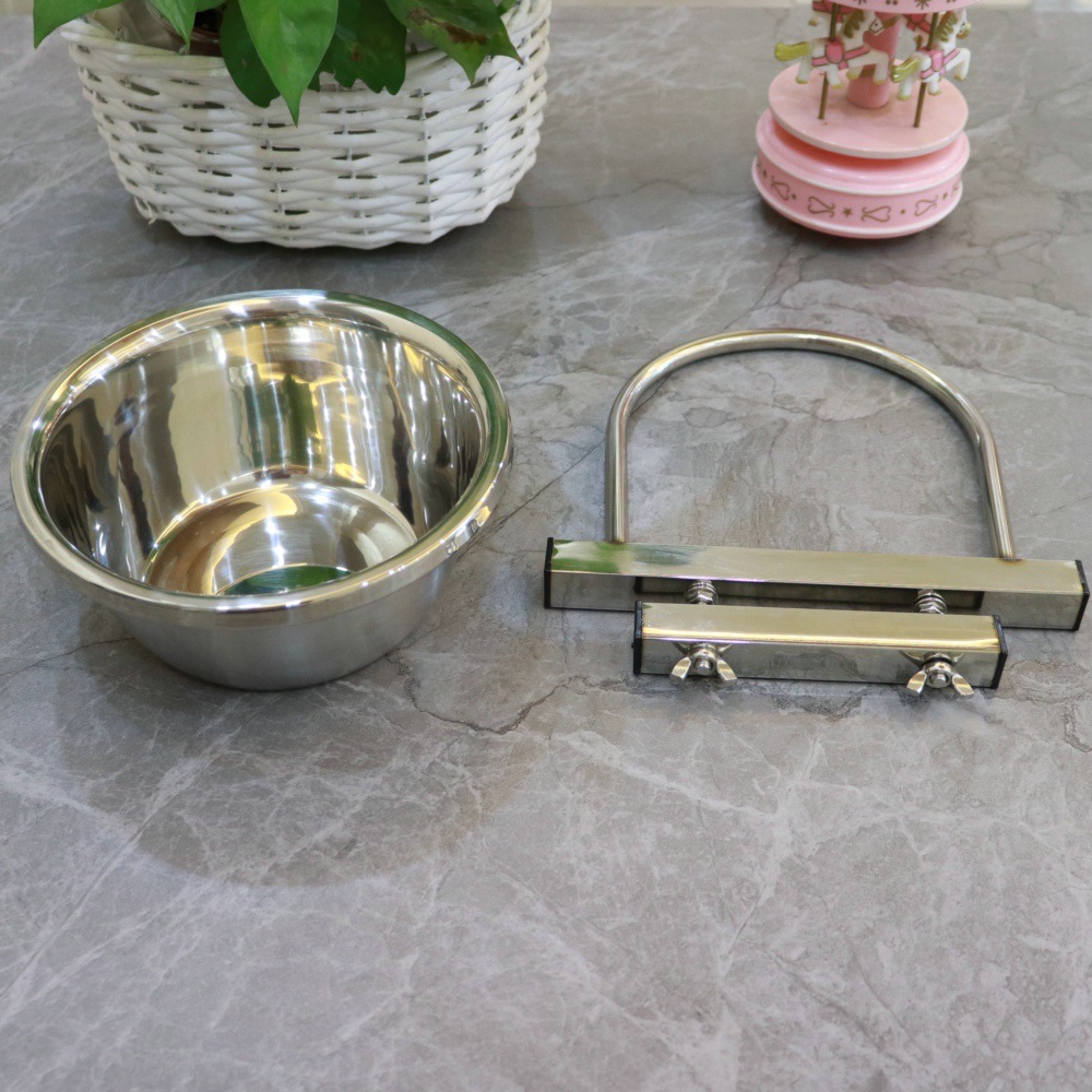 Perro tazón perro bebedero perro comida para perros tazón gato tazón colgante fijo anti-golpe Acero inoxidable jaula Pet Bowl