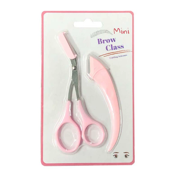 Pink Meniscus Eyebrow Trimmer + Eyebrow Scissors (Card Pack)