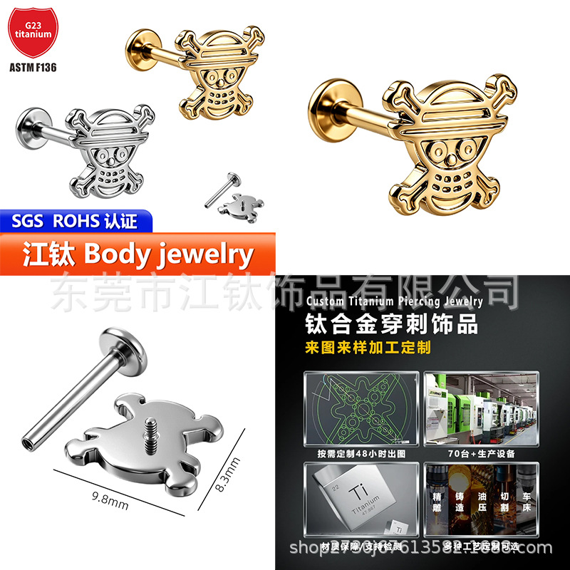 Pointed titanium steel lip stud product view
