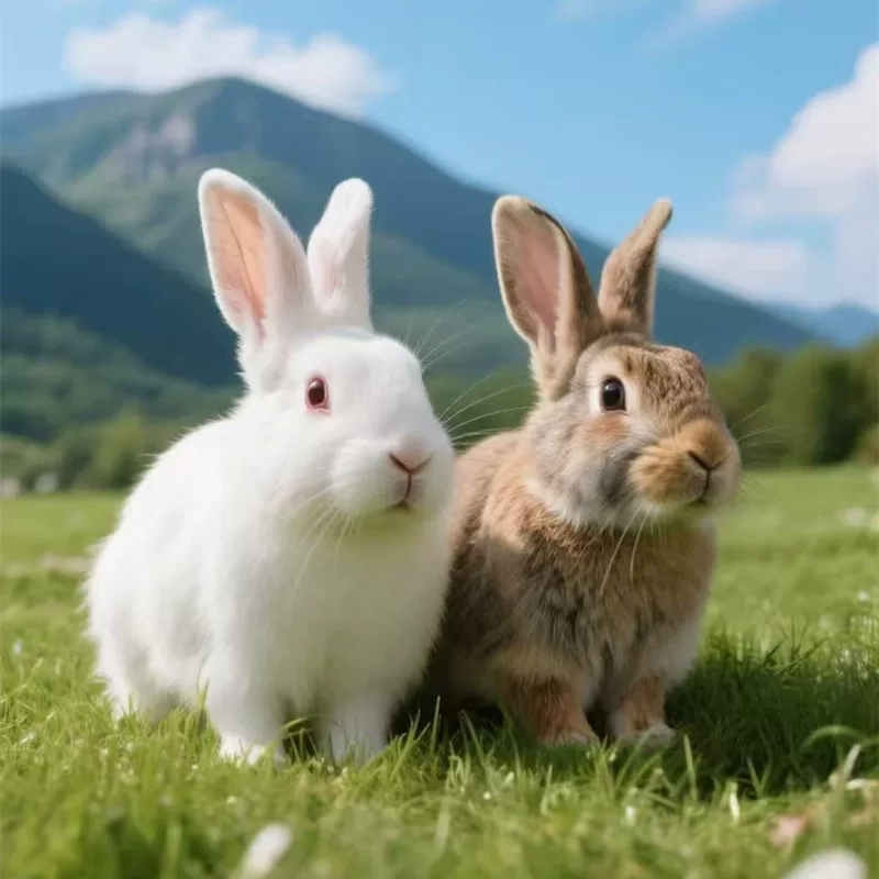 Little white rabbit living creature, a pair of male and female, month and month rabbit, live rabbit, meat rabbit, cub seedlings, giant adult rabbit seedlings