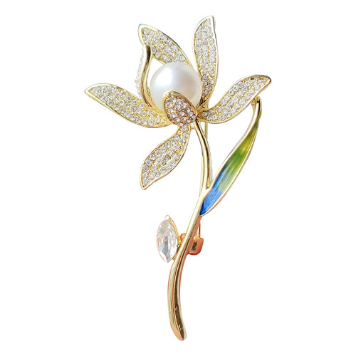 High-end fashion new light luxury Chinese style narcissus corsage for women inlaid with zircon plant brooch versatile clothing accessories factory