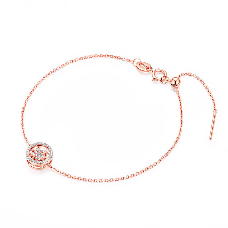 18K Gold Set Diamond Bracelet Five-pointed Star Diamond Jewelry Women's Fresh Simple Bracelet Rose Gold Chain 18K Gold Set Diamond Bracelet Five-pointed Star Diamond Jewelry Women's Fresh Simple Bracelet Rose Gold Chain