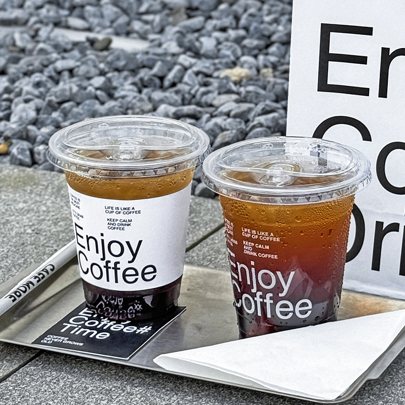 网红咖啡杯一次性冷饮杯透明pet塑料杯美式拿铁咖啡杯子商用印字