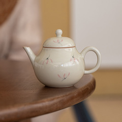 Ceramic Pear-Shaped Teapot Hand-Painted Tea Pot Gongfu Tea Set Single Teapot Household Tea Brewer Underglaze Blue Orchid Small Pear Teapot