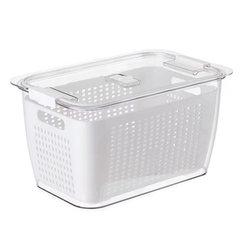 Caja de almacenamiento para refrigerador de cocina de plástico fresco doméstico de gran capacidad de almacenamiento transparente de artefactos mágicos con cubierta para caja de grado alimenticio
