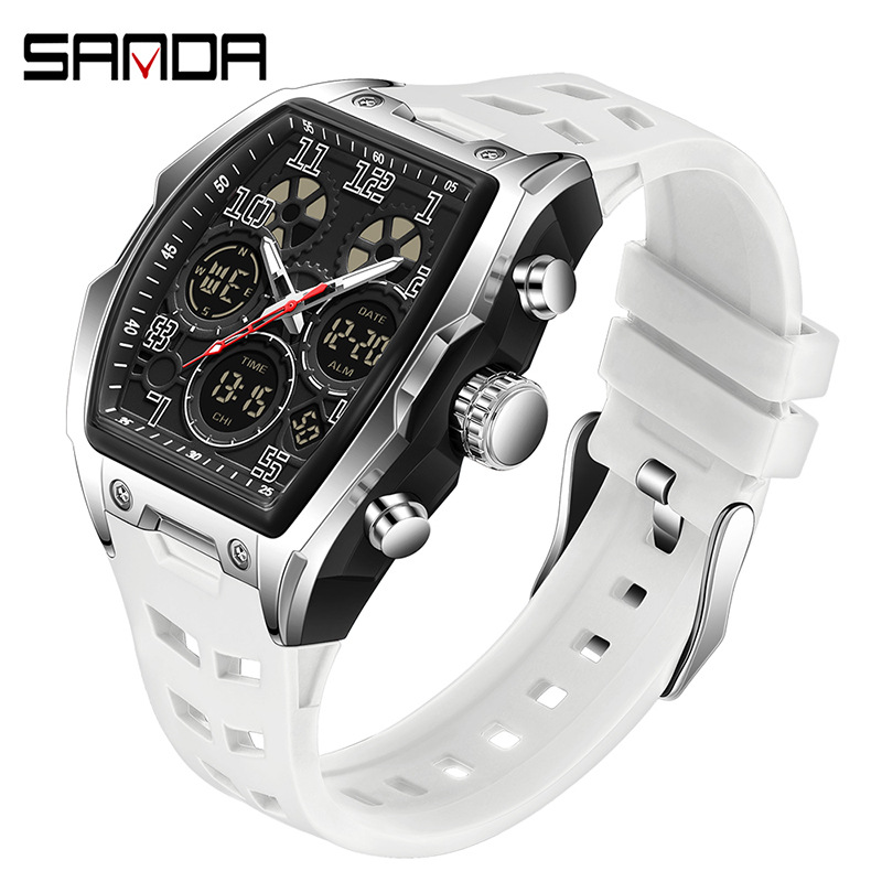 Sanda reloj electrónico reloj deportivo multifuncional en forma de barril de vino reloj despertador de fiesta estudiantil reloj impermeable 6235