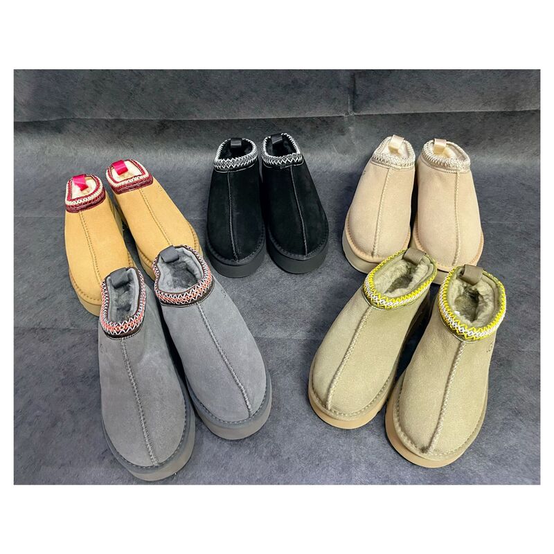 Ug Ethnic Style Wholesale Price Thick-Soled Snow Boots for Women, Made of Cowhide with Added Fleece for Warmth, Large Size Slippers