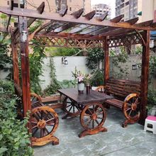 葡萄架庭院防腐木亭子碳化长廊室外别墅花架户外花园实木简易凉亭