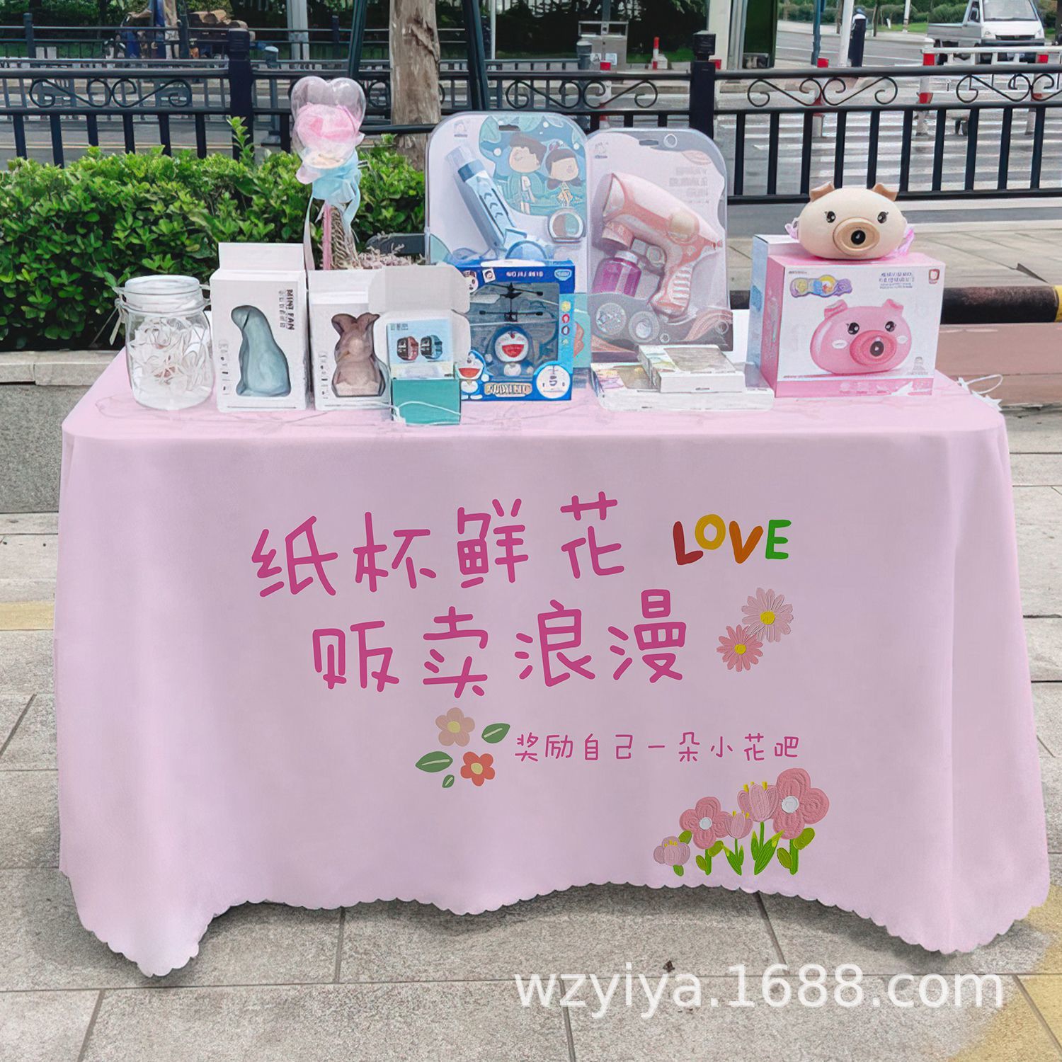 Venta de flores publicitarias publicidad mercado nocturno puestos de mesa tela carro mesa tela tela de mesa acera