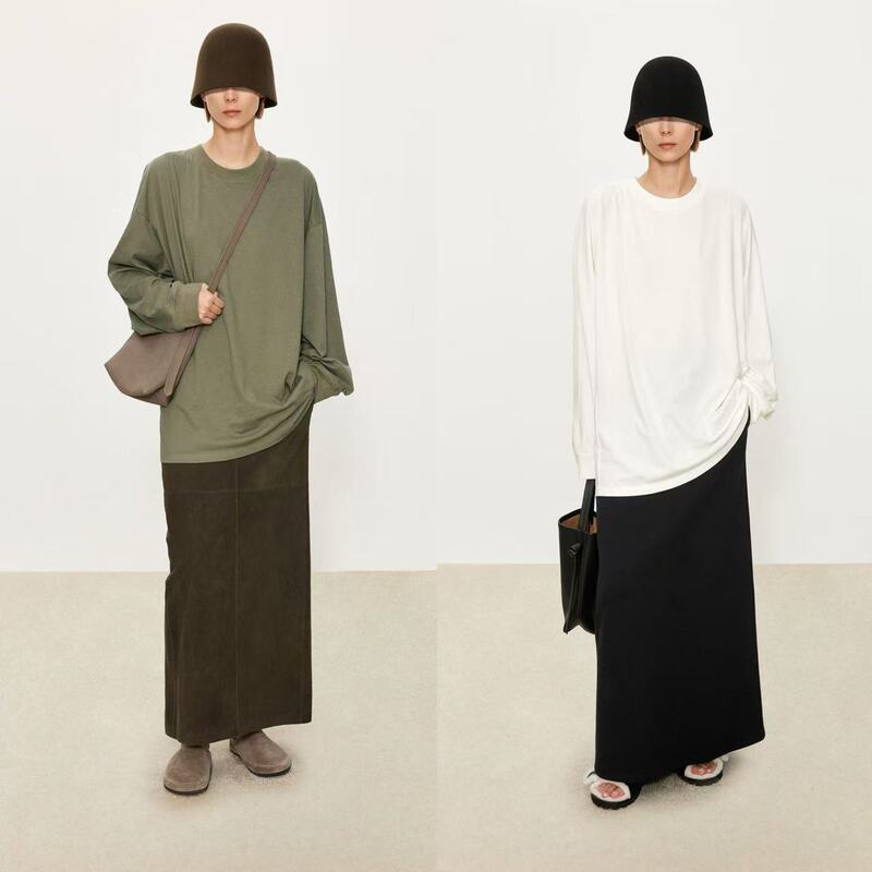 [Main Recommendation] 26 Early Spring New Model Tr Skin-Feel Linen Cotton Air Enzyme Washed Three-Dimensional Cut Long Sleeve T-Shirt