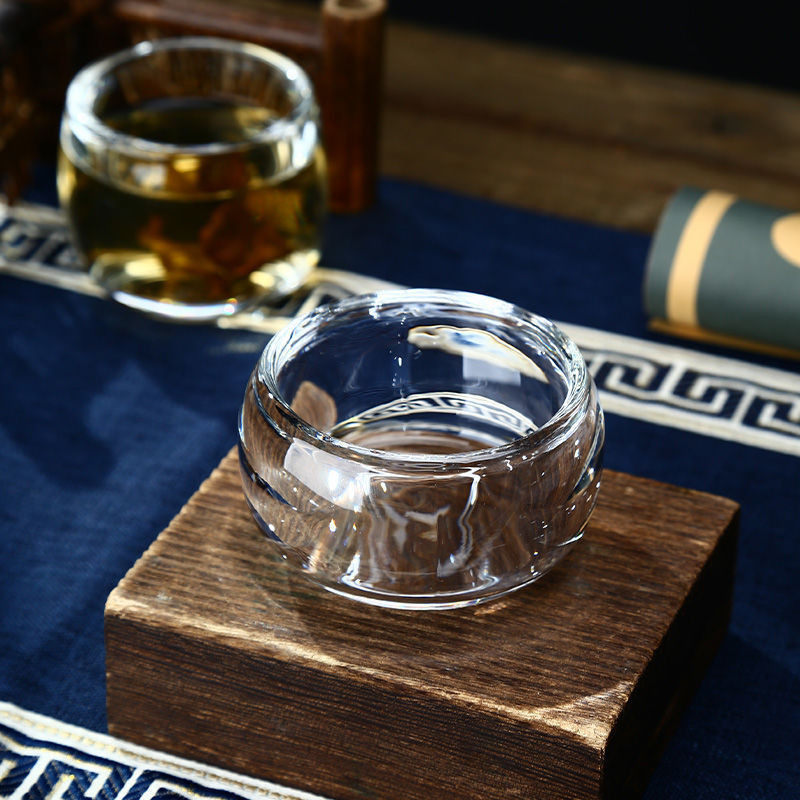 Taza de llave de dedo transparente y gruesa, no caliente, taza de té china, taza principal anti-calor, vidrio de alta calidad