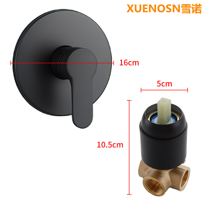 Black concealed single-function showerhead, wall-mounted brass body, built-in circular shower, cold and hot mixed faucet undefined