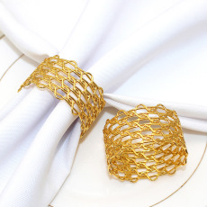 跨境酒店金色编织简约餐巾圈金属餐巾环餐巾扣厂家批发