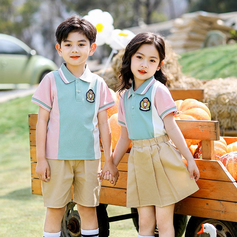 幼兒園園服夏裝2024新款小學生校服套裝學院風兒童班服畢業拍照服