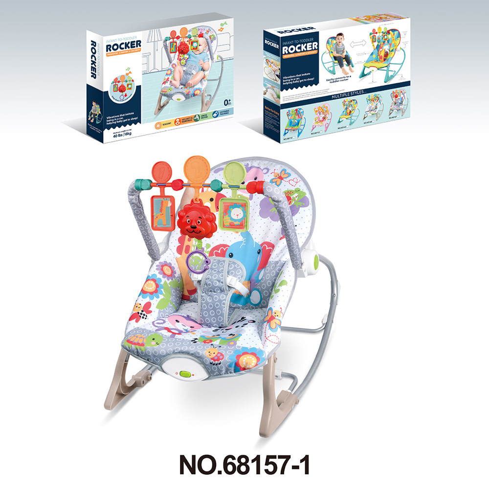 Silla mecedora multifuncional para bebés de Source Factory, con música y vibración, reclinable ajustable para recién nacidos.