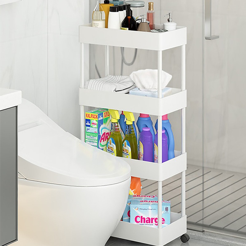 Estante de almacenamiento de espacio estrecho de cocina estante de artículos diversos del piso del baño refrigerador organizador de la esquina Carro de almacenamiento de múltiples capas