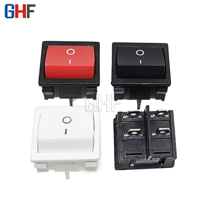 KCD5 KCD2黑色船型开关 无灯 4脚2 铜脚双刀双掷电源按键开关