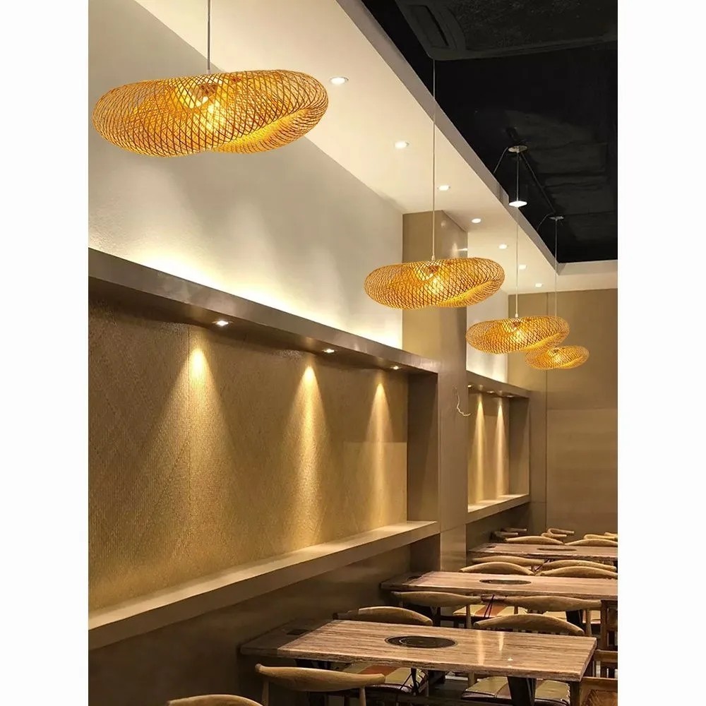 竹编吊灯日式个性创意草帽异形吊灯茶楼室内酒店餐厅客厅大堂灯具-阿里巴巴