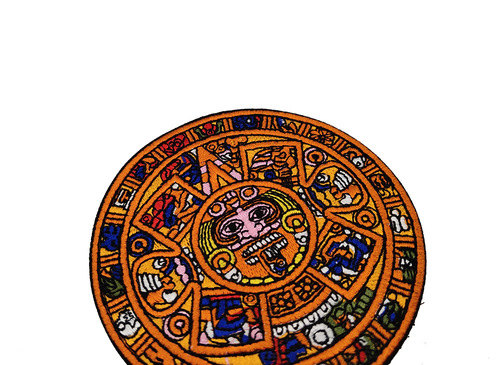 Overseas Mayan Calendar Patch Embroidered Aztec Sun Stone Velcro Armband