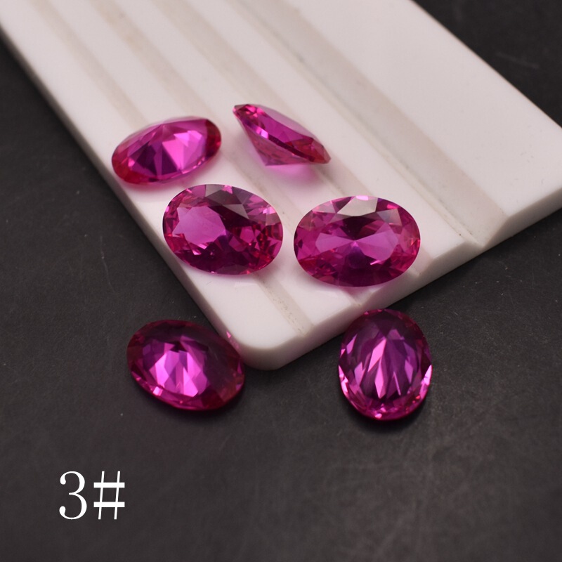 No.3 Rose Red Oval Gemstone Rasher Surface Bare Stone Egg-Shaped Red Corundum Jewelry with Stone