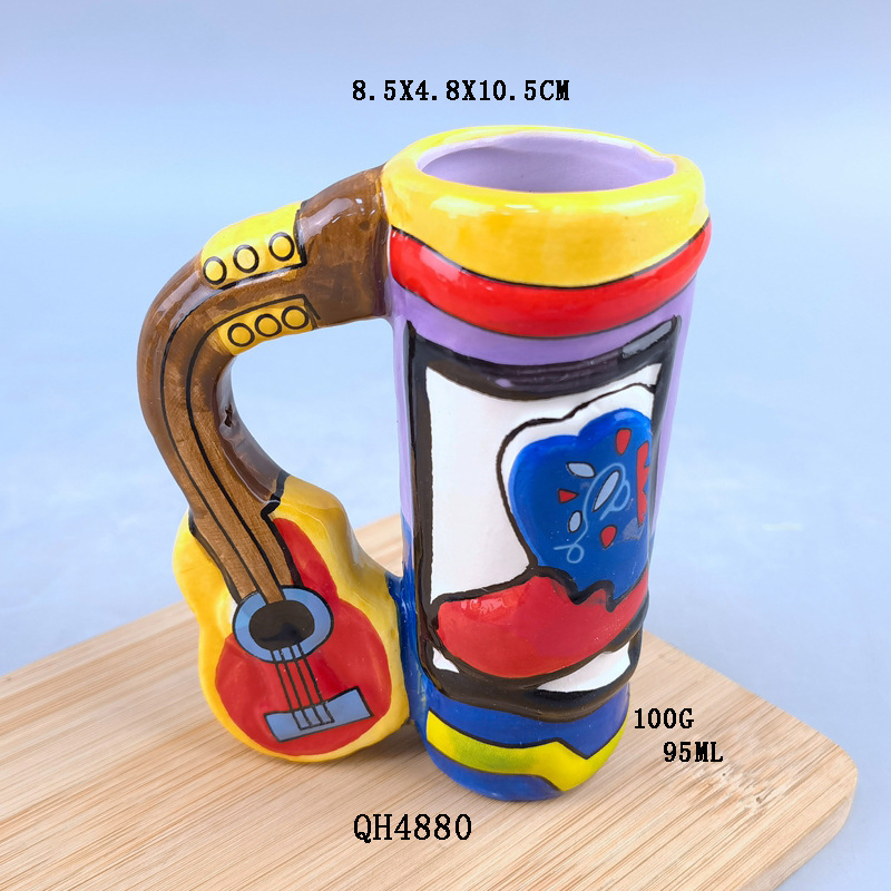 Taza de guitarra en taza de música de cerámica taza de agua de notas de guitarra eléctrica taza de café mini taza de leche
